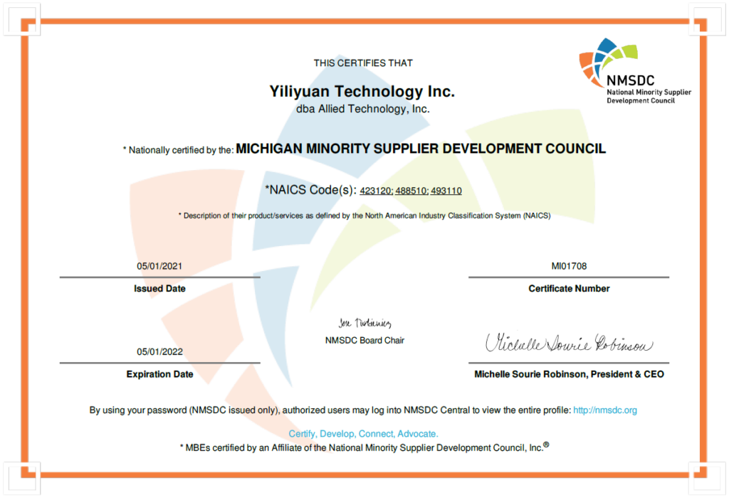 Minority Supplier Certificate-2021